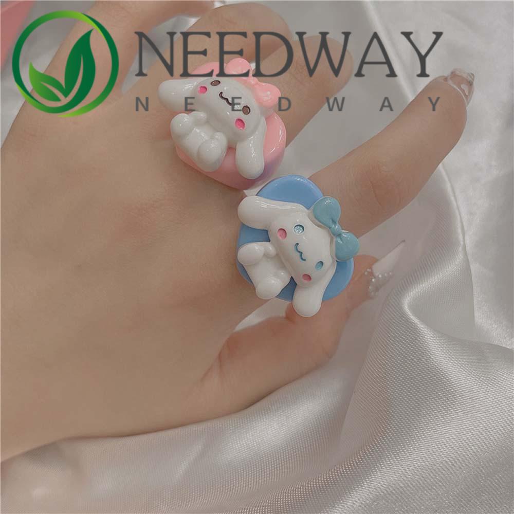 Needway  Cute Resin Rings Funny Dog Finger Ring Women Trend Korean Geometric Personality Girls Female Jewelry/Multicolor