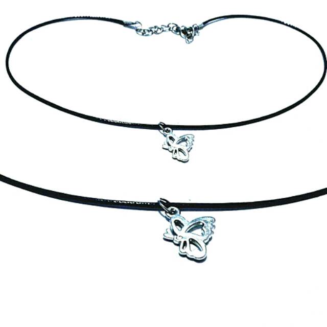 Baby Choker Necklace Silver Butterfly B | Kalung Handmade