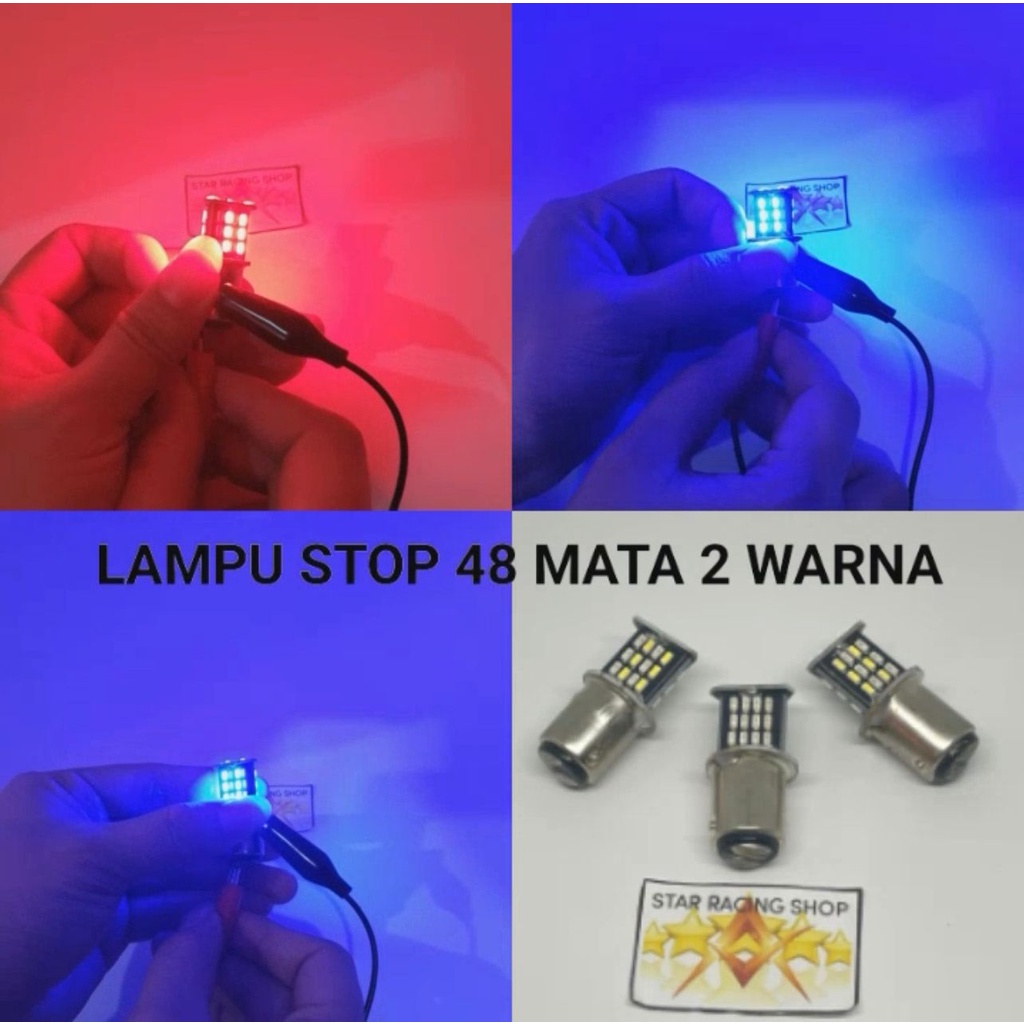 LAMPU STOP REM SEGITIGA 48 MATA LED NYALA 2 WARNA 12V AV/DC BISA UNTUK MOTOR MOBIL