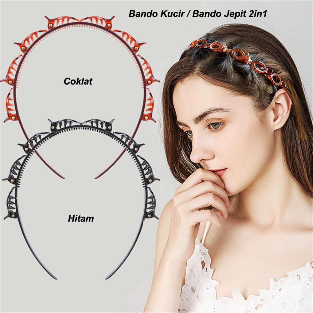 Bando Jepit Twister /Bando Jepit Rambut Korea 2in1 Simpel dan Termurah