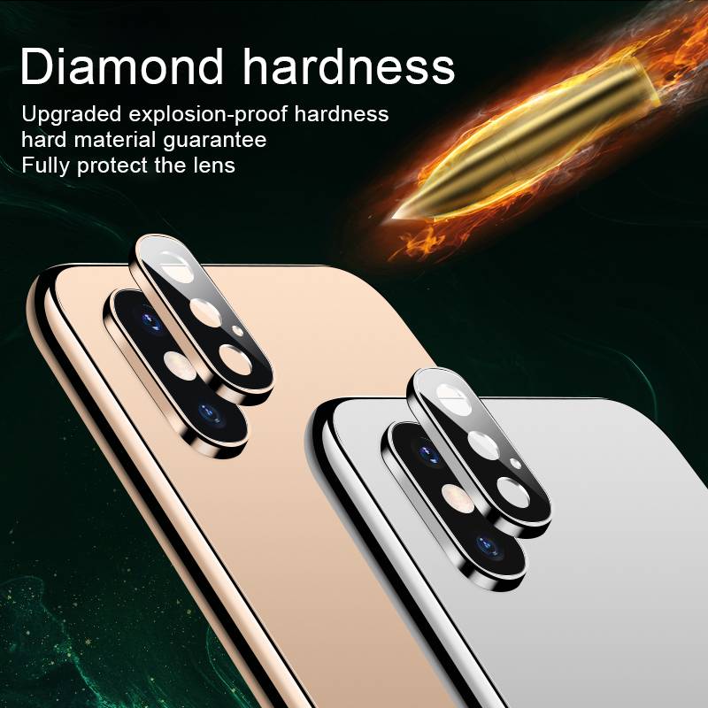 Tempered Glass Pelindung Lensa Kamera Bahan Metal Untuk Iphone Xs Max