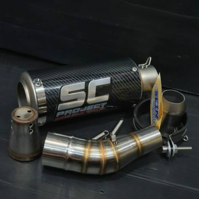 Knalpot Sc Project Carbon Glosy Import Grade Original R25 Mt25 Slip On