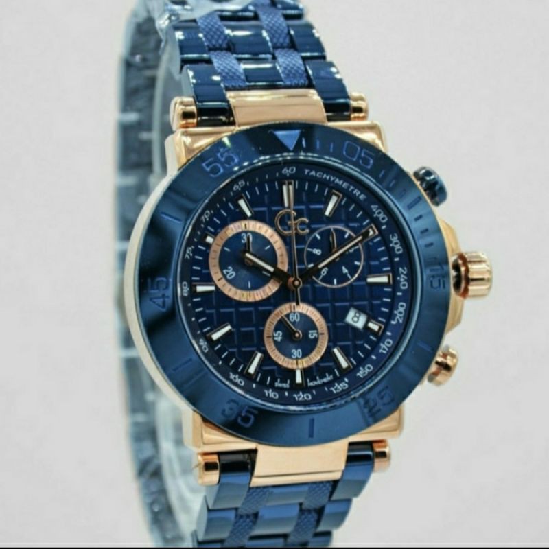JAM TANGAN PRIA GUESS COLLECTION GC Y70001G7MF BLUE ROSEGOLD ORIGINAL GARANSI RESMI 2 TAHUN