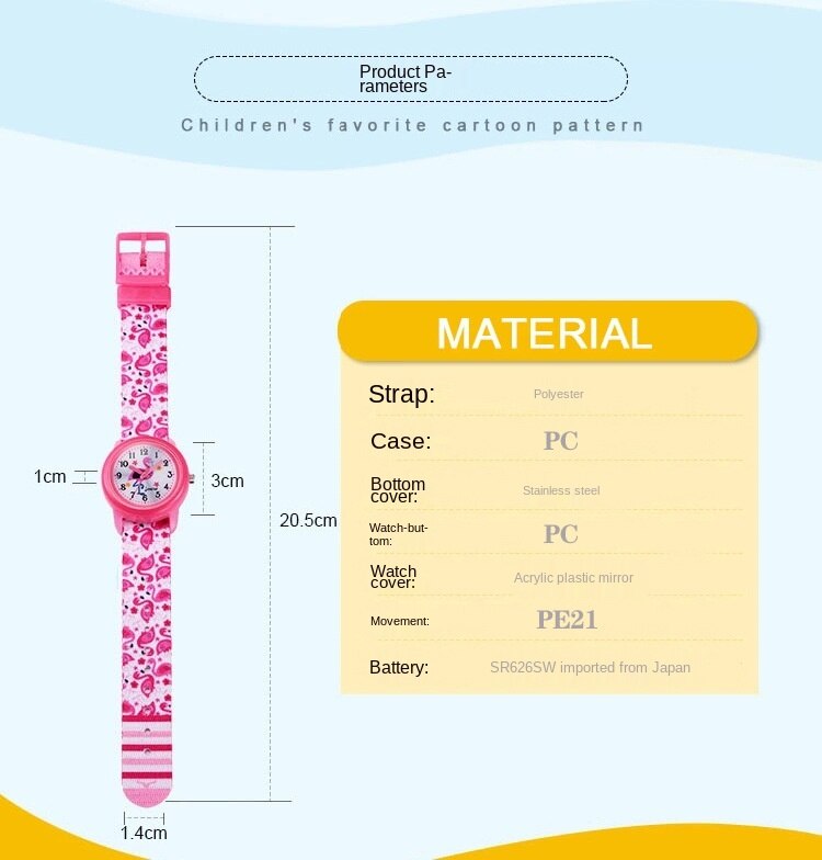 Children's cartoon watch student flamingo waterproof sports watch explosion style quartz watch boy watch holiday gift