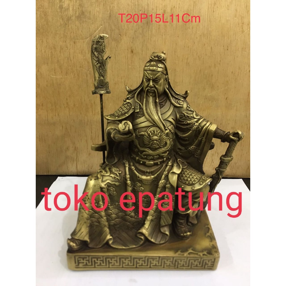 patung kwan kung / kwan kong / guan yu / kwan te - kuningan - 8 inch - m