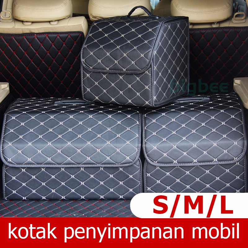 Tahan Lama Nilai Tinggi PU Kulit Lipat Kotak Penyimpanan Mobil Batang Serbaguna Kapasitas Besar S/M/L