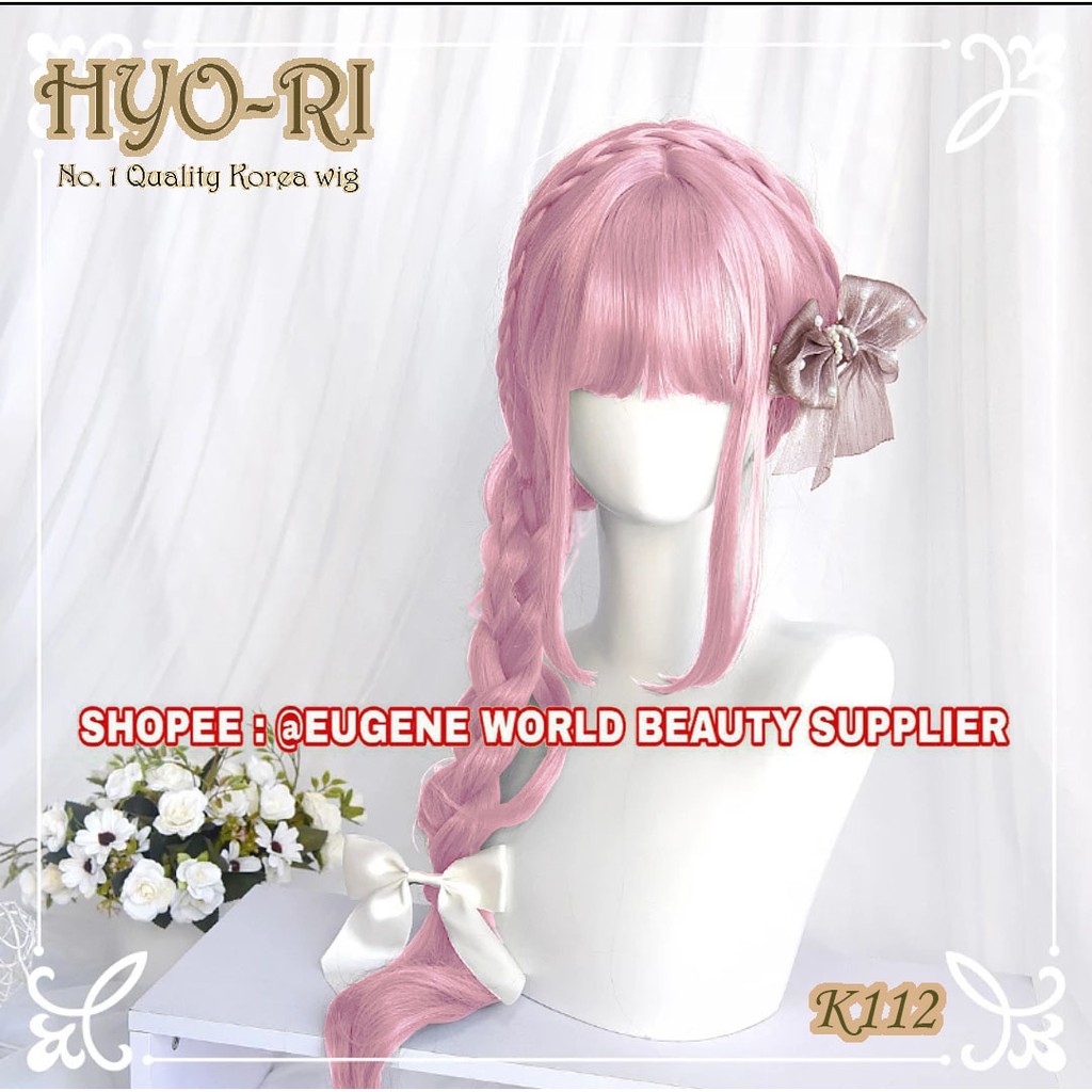 RAMBUT PALSU WIG WANITA PANJANG LURUS PINK HALUS PONI DEPAN PONI KOREA WIG KOREA NATURAL K102