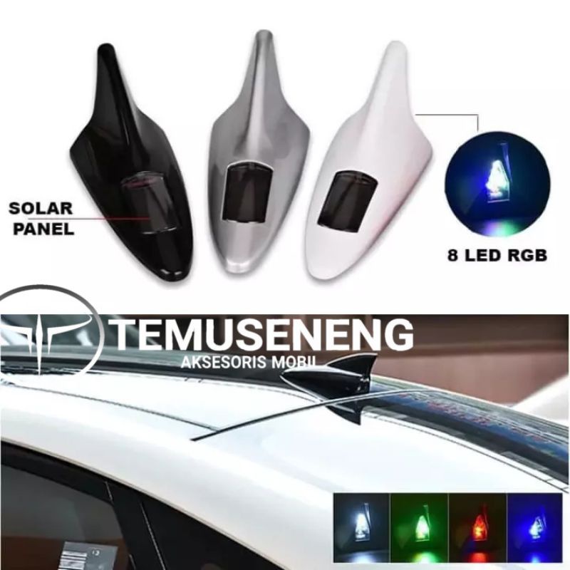 Antena Mobil Tenaga Surya Sirip Hiu Nyala Led Hybrid Solar Energy Universal