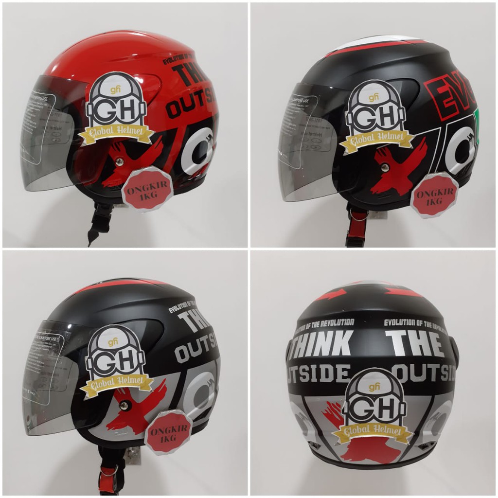 HELM HALF FACE EVOLUTION MOTIF OUTSIDE MIRIP GM EVO MURAH HELM DEWASA MURAH