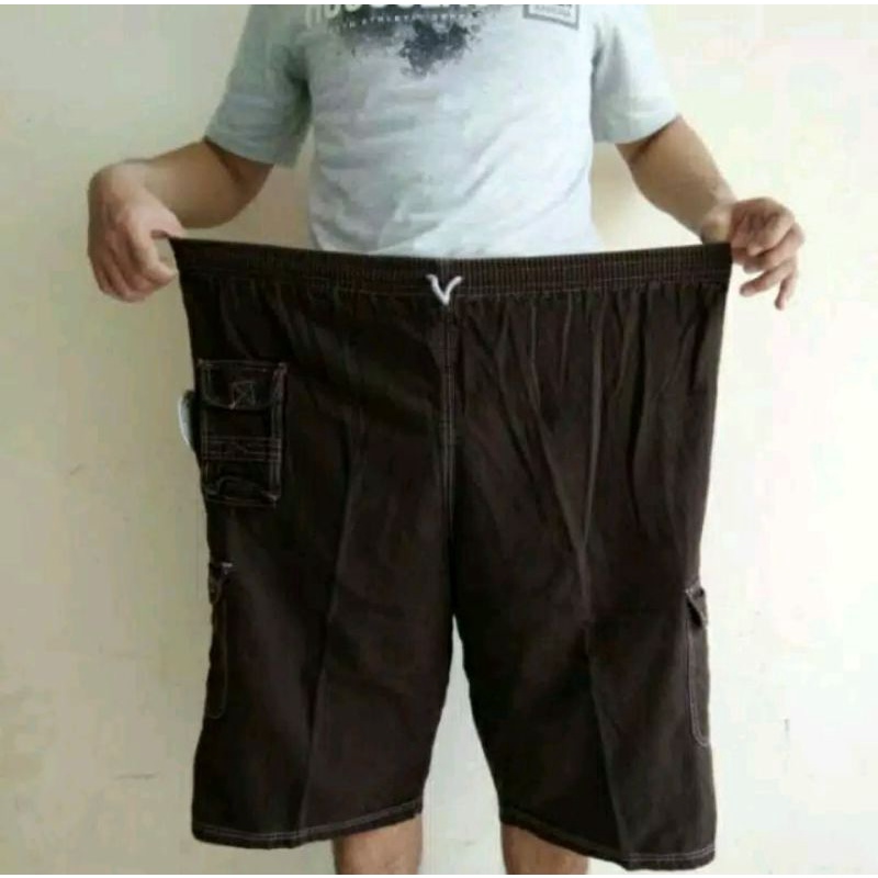 celana pendek color jumbo BIG SIZE pria cargo 7/8 katun