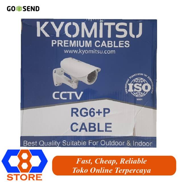 KABEL CCTV RG6 + POWER KYOMITSU 300M KUALITAS BAGUS TEBAL 95% BRAID