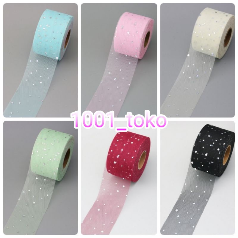 pita tile gliter dot silver lebar 6 cm/ yard