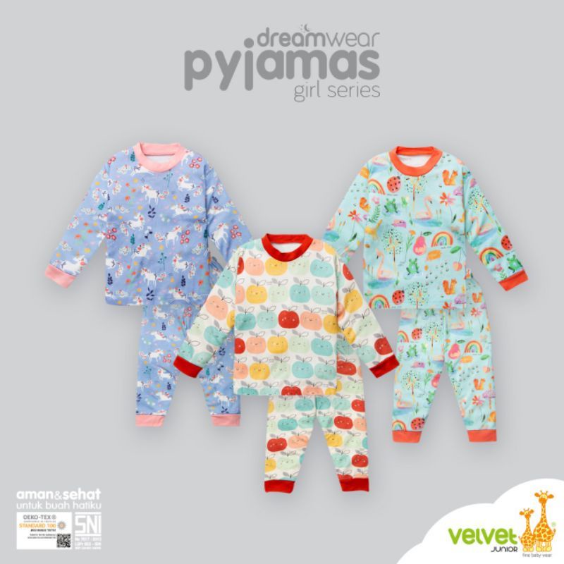 Velvet Junior Pyjamas DreamWare Girl 3 pcs MOTIF BARU MURAH