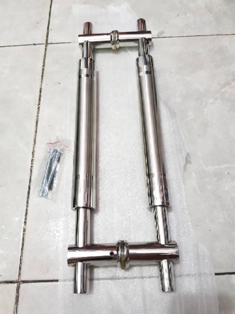 Handle pintu baut tembus stainless 43cm 1set + body pelor