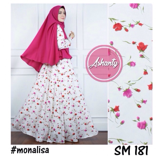 gamis Monalisa ceruty modern busui kekinian modern lebaran syar'i hari raya idul Fitri tanah abang