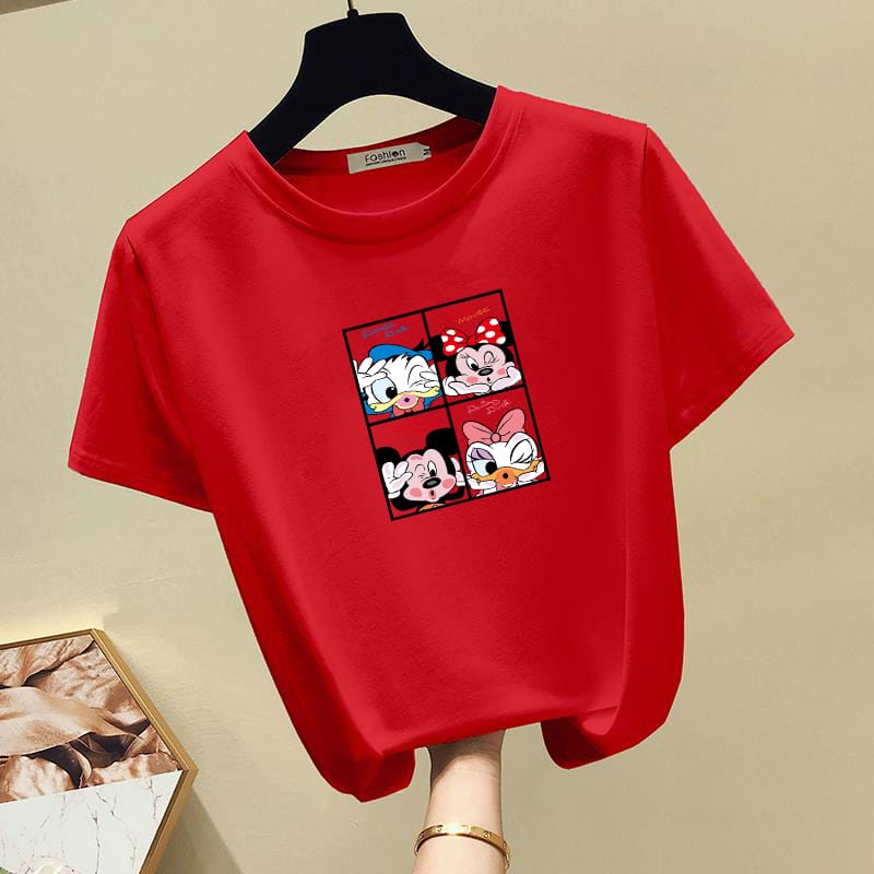 [littlecrab] Kaos Oversize Mickey Family Cute T-shirt Colorful Berkualitas Kaos Tumblr Korean Style