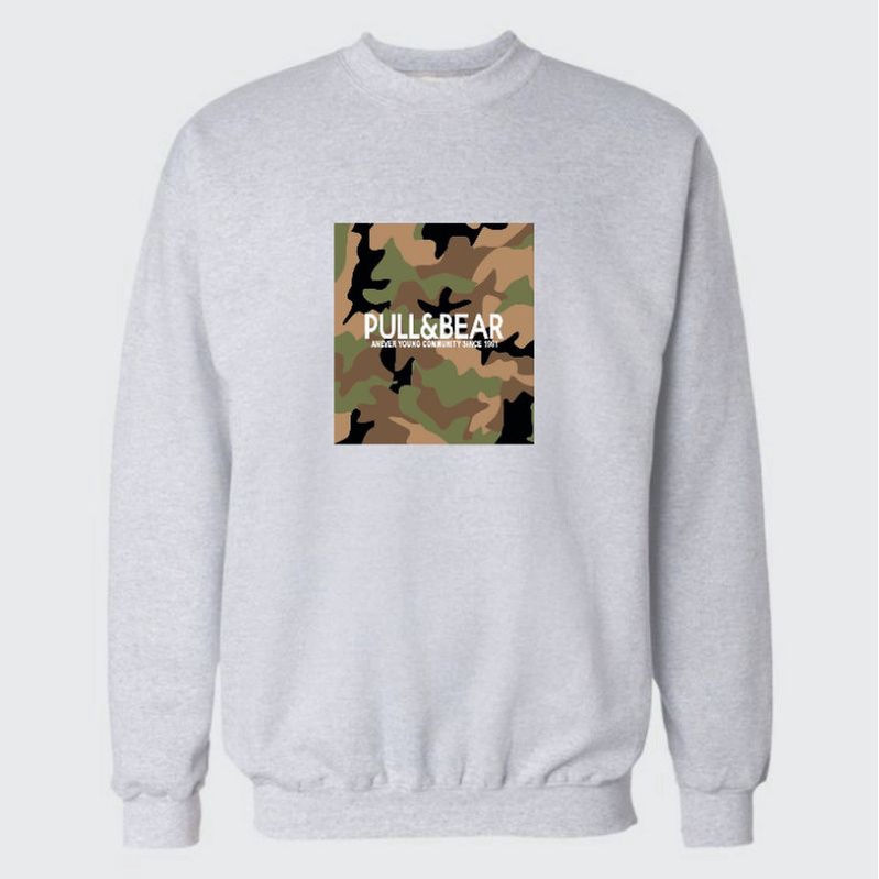 CREWNECK PULL&amp;BEAR CAMO SWEATSHIRT PRIA WANITA PREMIUM QUALITY