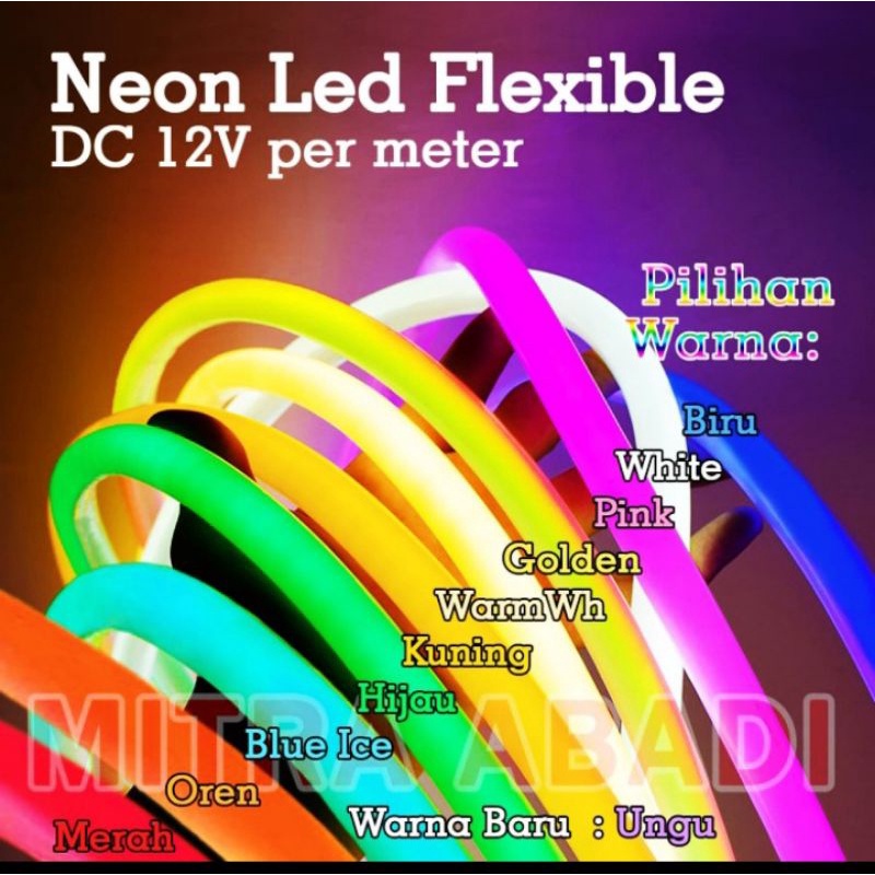 LAMPU LED NEON FLEX WATERPROOF METERAN DC 12V IP65