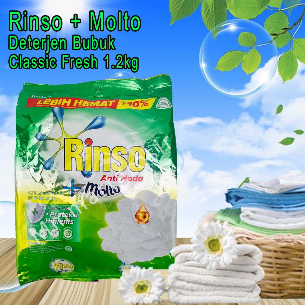 Rinso + Molto / Deterjen Bubuk / Anti Noda / Classic Fresh 1.2kg