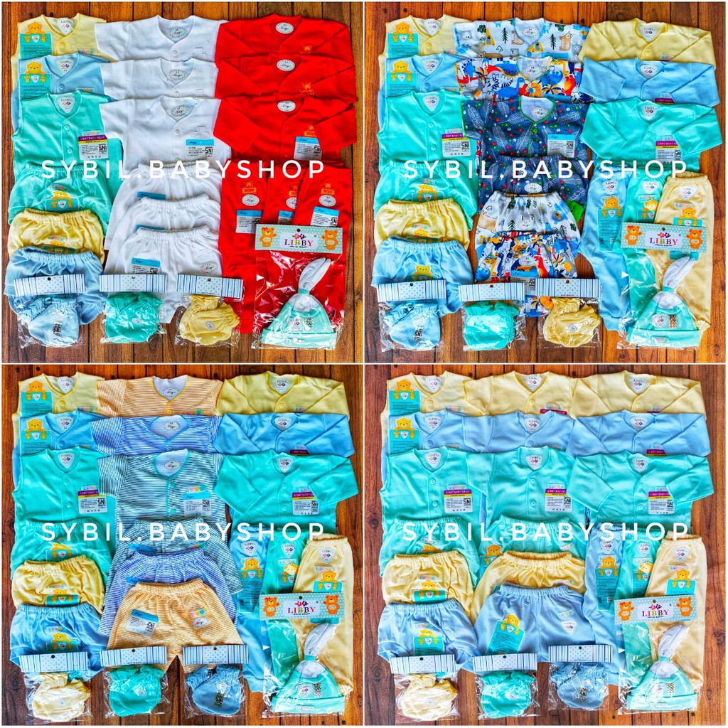 LIBBY Paket Lengkap Baju Bayi Original Newborn LIBBY & Miyo 0-6M Polos Warna (Isi 31 Pcs)-1