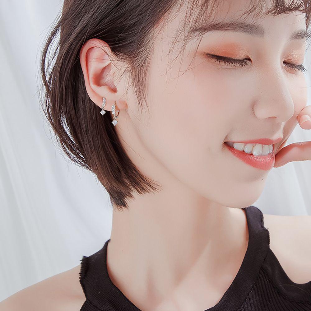 Needway Zirkon Anting Hoop Kepribadian Kreatif Lucu Pesta Wanita Korea Fashion Perhiasan