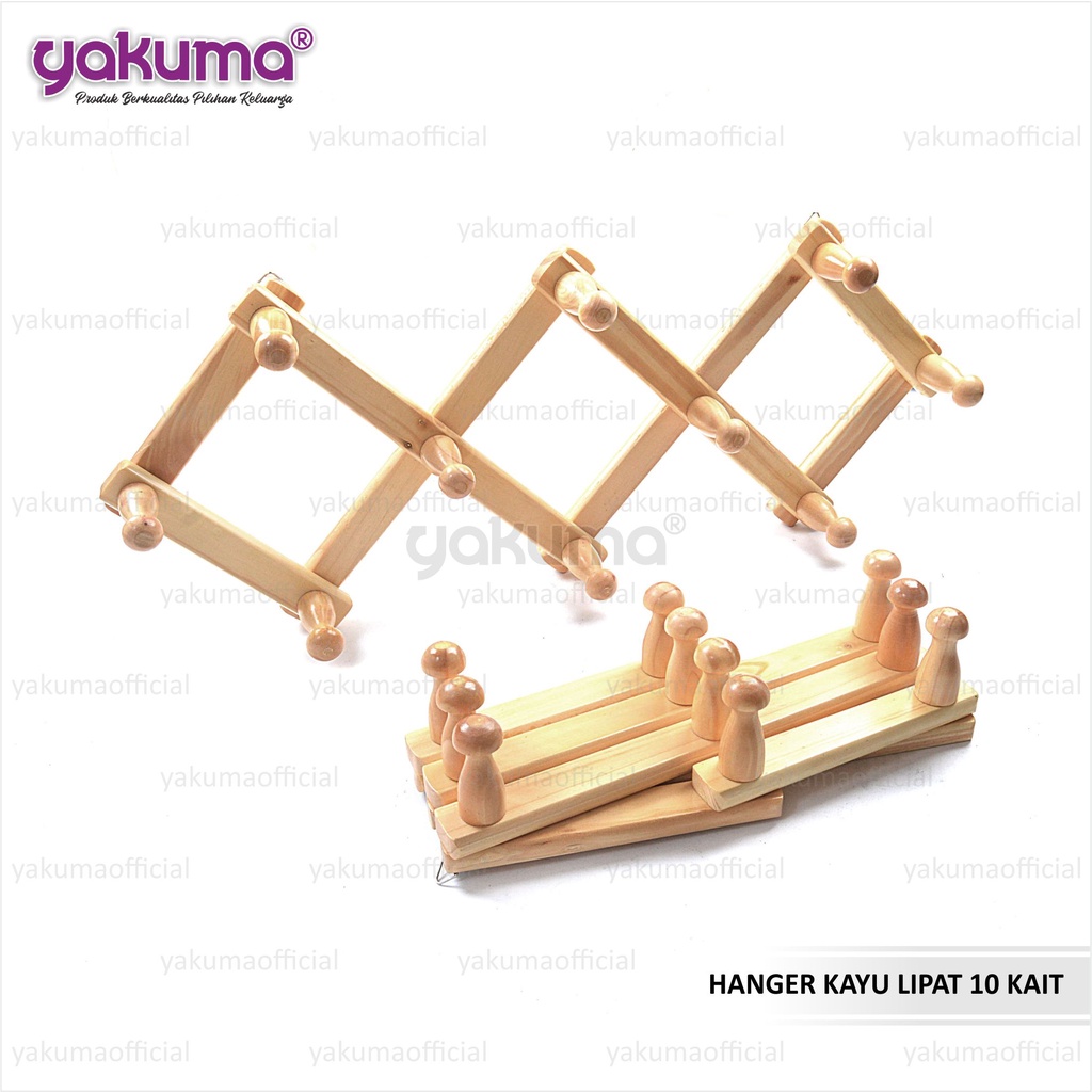 HANGER / KAPSTOK / GANTUNGAN BAJU KAYU LIPAT PREMIUM 10 KAIT