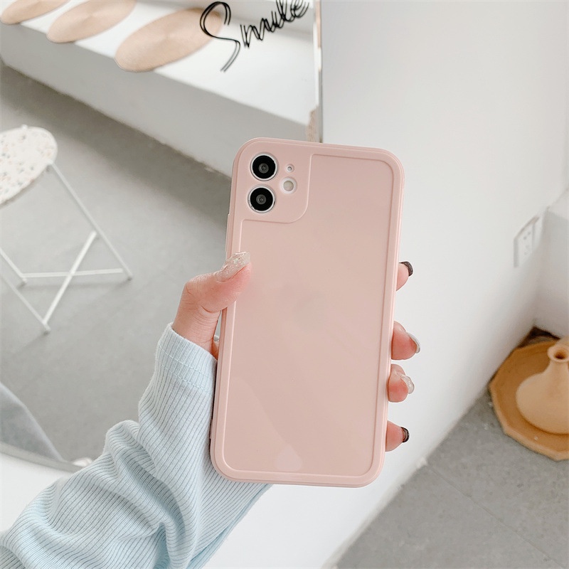 Case Pelindung Penuh Warna Solid Untuk Iphone 7 8 PLUS X XR XS 11 12 13 Mini PRO MAX SE 2020