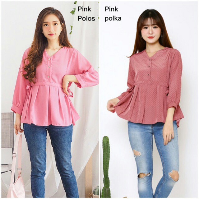 Chamele Atasan Wanita Blouse Diori Polos / Polkadot 2091