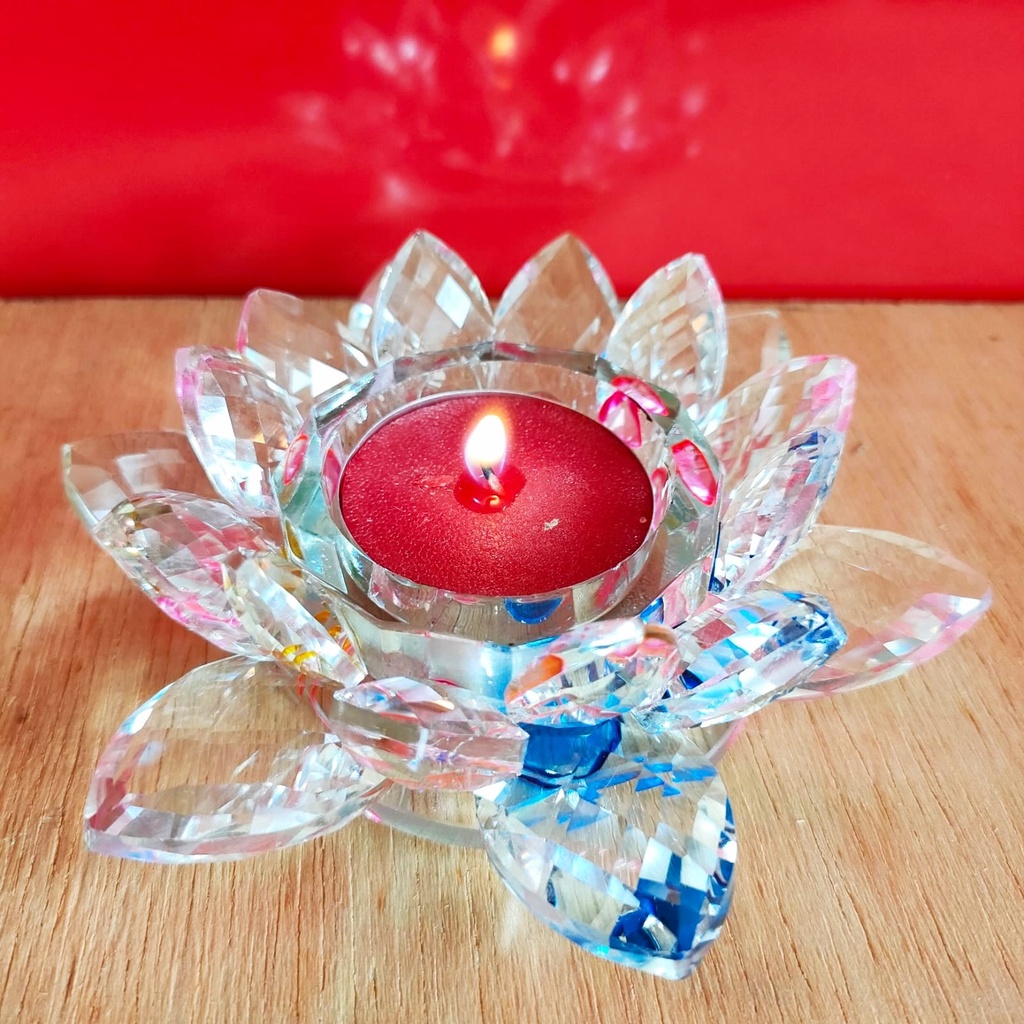 Tempat lilin tealight lilin tablet dekorasi kristal warna warni 1 pcs