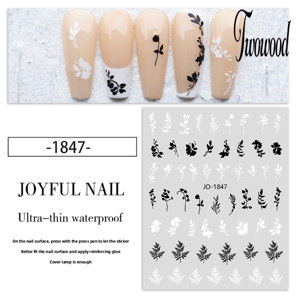 Stiker Nail Art Warna Hitam Dan Putih Untuk Wanita