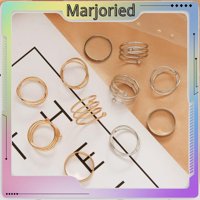 6 Pcs/set In Korea Cincin Gaya Punk Geometris Cincin Indah Pesta Pernikahan Wanita Fashion Perhiasan-MJD