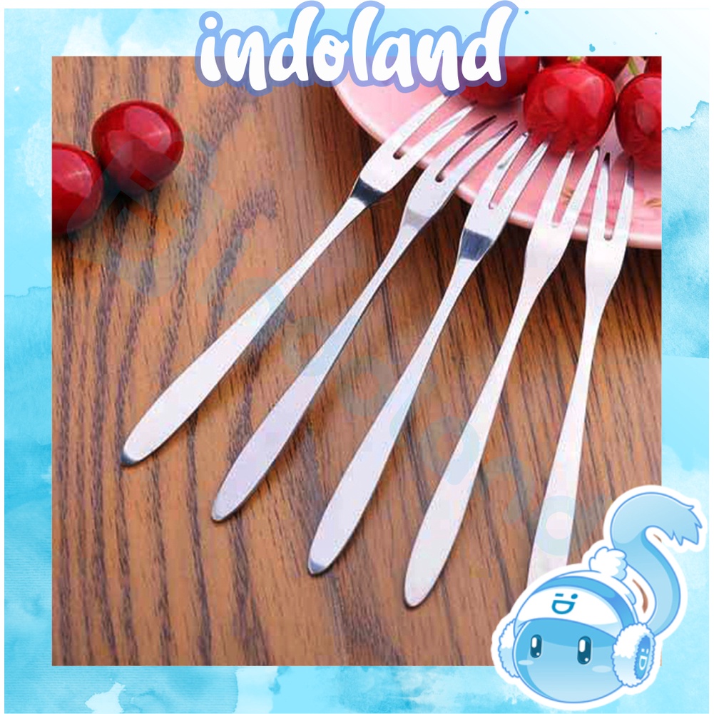 ☀INDOLAND☀ Garpu Buah Stainless Steel Kecil Mini Alat Tusukan Makan Kue Fruit Fork Murah Serbaguna R776