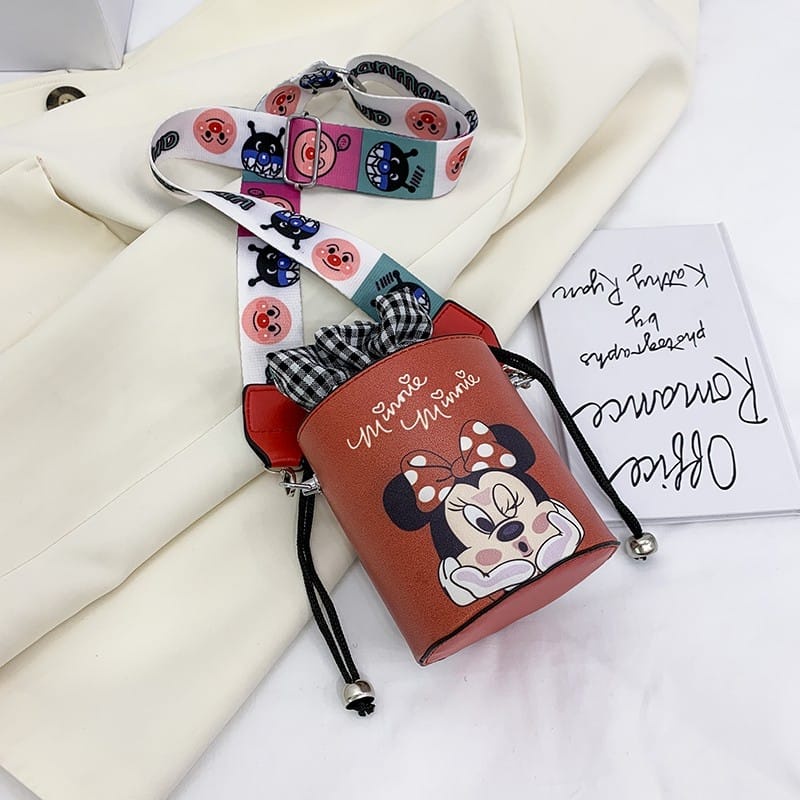 TFT AX292243 B2243 E4354 T29 ST (1 KG MUAT 4) Tas Selempang Anak Lucu DONALD/MINNIE/KOTAK/BULAT/MICKEY DAISY MOTIF Gambar Karakter Fashion Wanita TAS PINK STABBY