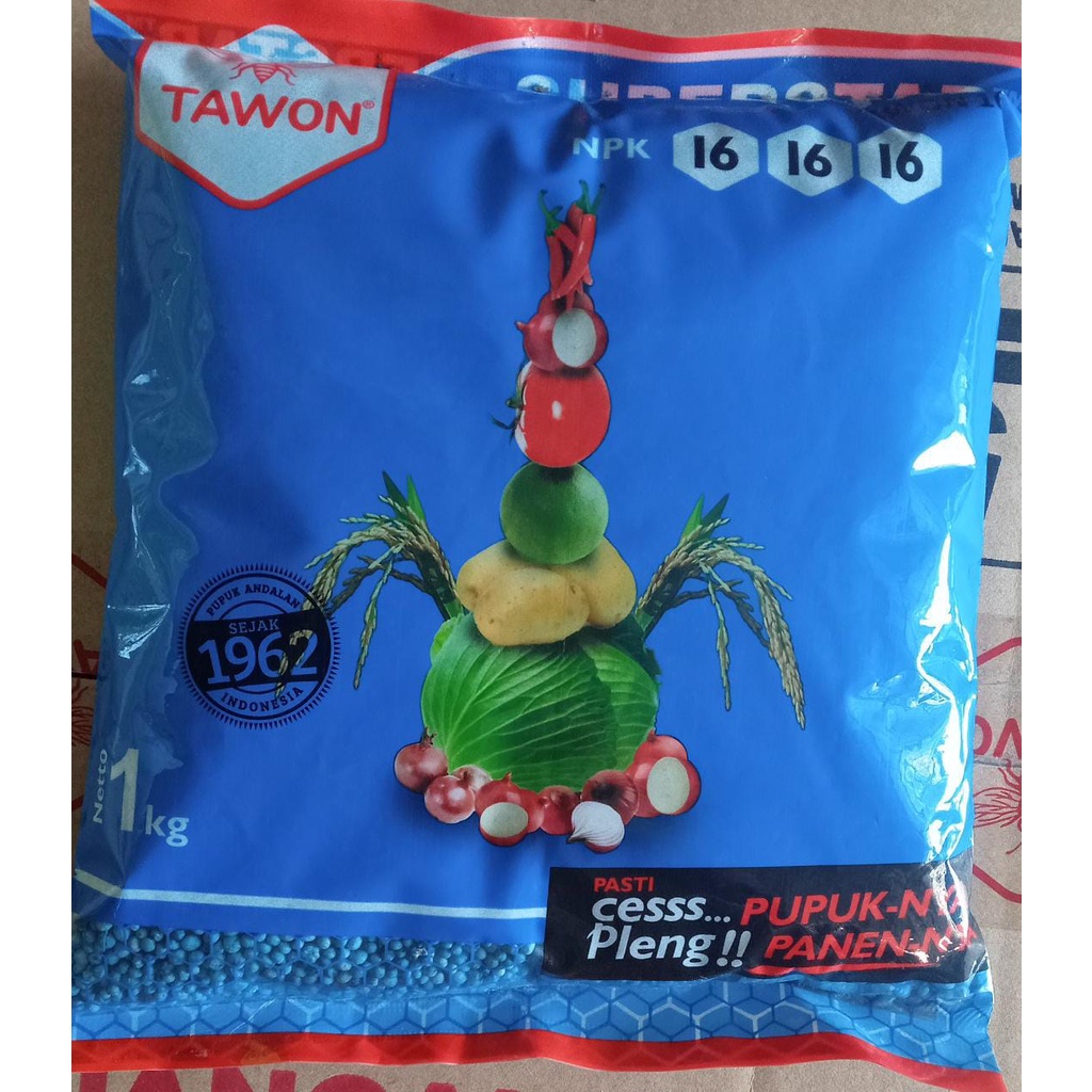 PUPUK NPK MUTIARA BIRU 1KG "CAP TAWON" NPK 16-16-16
