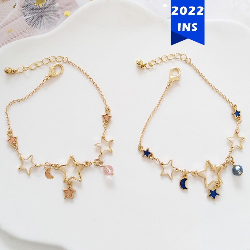 2023 INS✨Gelang Bulan Lucu Liontin Korea Bintang Wanita Fashion Perhiasan Aksesoris COD Ready stock