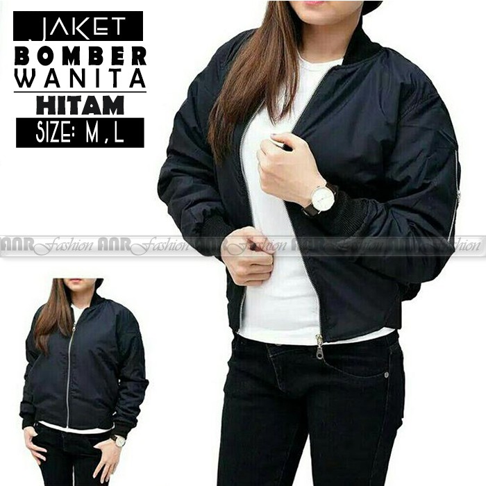 Jaket Pilot Bomber Polos Wanita Murah Berkualitas Grosir Promo - Hitam / Navy / Maroon / Hijau Army