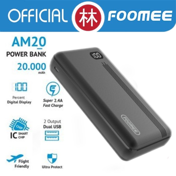 Foomee AM20 20000mAh Dual USB Output &amp; Digital Display Powerbank