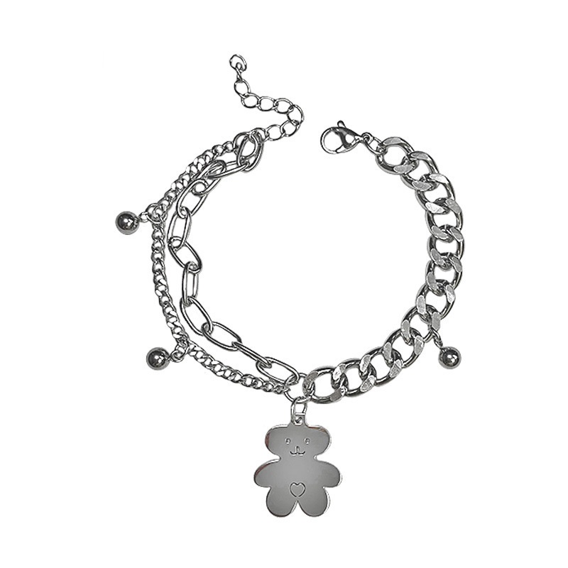 Lembut dan manis manis cool chain peach jantung beruang gelang hip hop titanium baja mahasiswa perhi