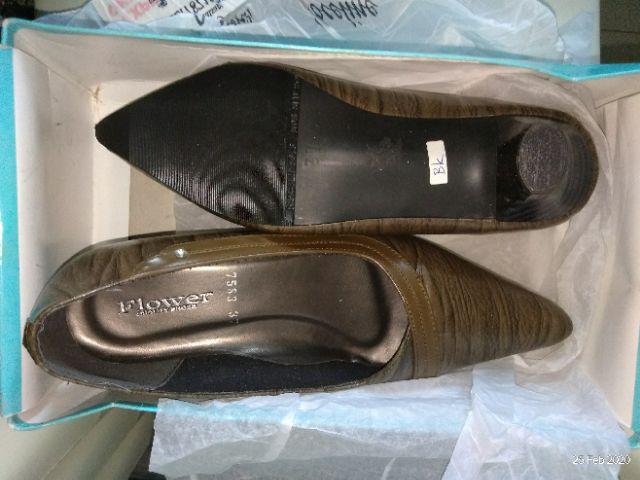 Cod(bayar Ditempat) Sepatu Pantofel Kulit Wanita Flower