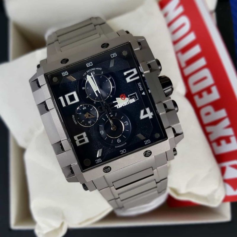 Jam Tangan Expedition E 6757 Pria / E6757 MC Titanium Black Original