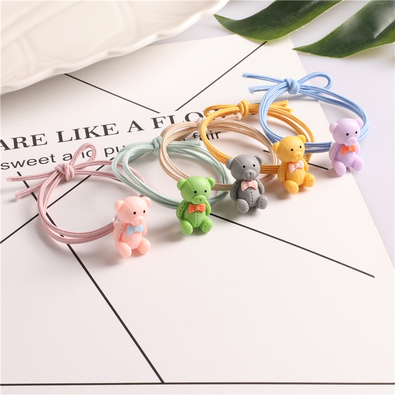 Grosir - F1016 Kuncir Rambut Beruang / Ikat Rambut Motif Bear / Karet Rambut Fashion Wanita / Cute Hairband