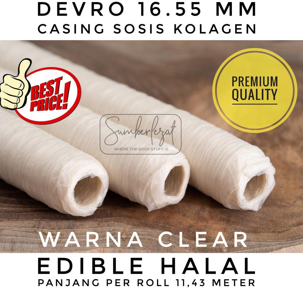 

[PROMO S0052] 16.55 mm CLEAR - Casing Selongsong Sosis Kolagen Collagen Edible Halal Buruan Beli
