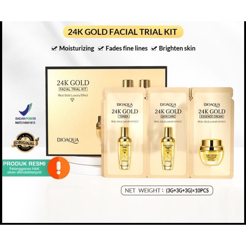 BIOAQUA FACIAL TRIAL KIT 24K GOLD