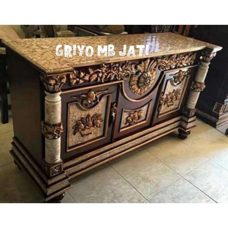 lemari buffet tv ukiran jati jepara