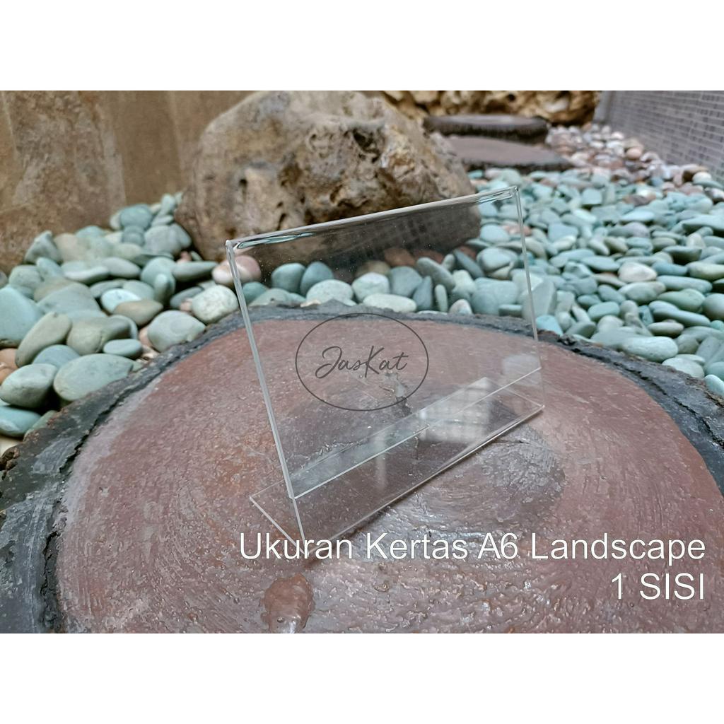 

Akrilik Tempat Brosur A6/Acrylic Tent Card Holder Stand / Qris Stand / Tempat Kertas 1sisi A6 Type-L (miring) Landscape Mendatar Tidur