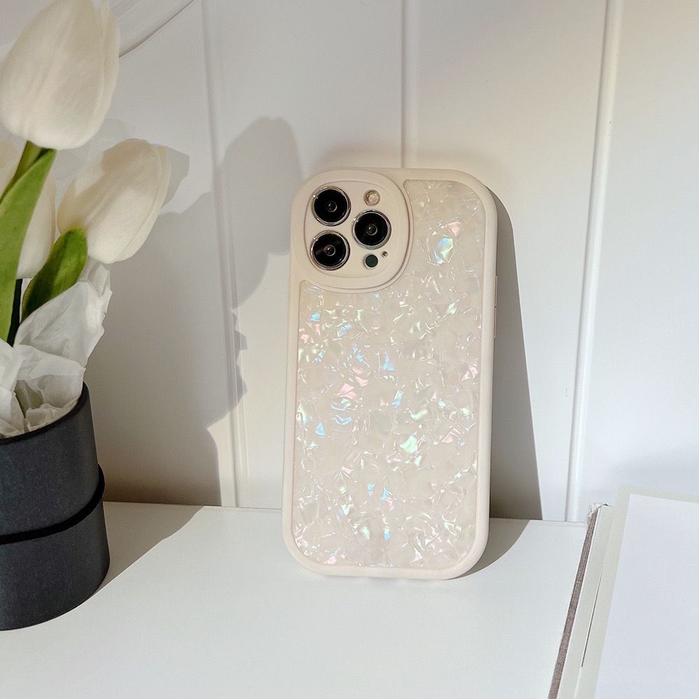 [TPC] Phone Case Crystal Clear White Shell Pattern IPHONE 7 8 PLUS X XS MAX XR 11 12 13 14 PRO MAX Shell Case FULL COVER Casing Lucu Korean - IP038