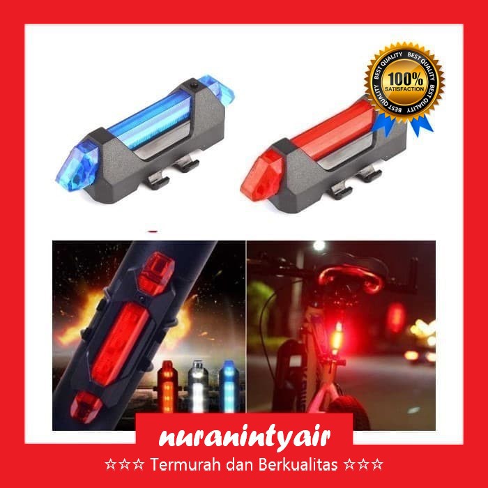 Defensor Lampu Belakang Sepeda 5 LED Taillight Rechargeable Micro USB