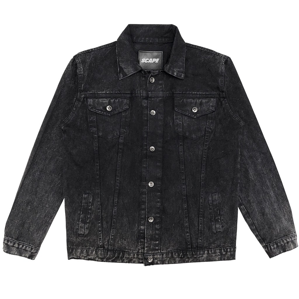 Original Scape Gear Limited Edition Classic Denim Trucker Jacket Jeans Jaket Black Hitam Motor Biker