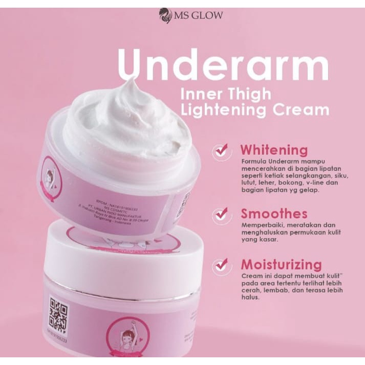 Ms Glow Underarm Ms Glow Original 100% Pemutih Ketiak Selangkangan Bokong Lip[Atan Tubuh Bpom