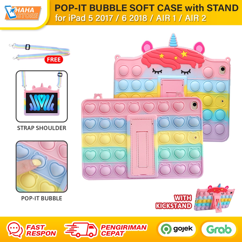 for Apple iPad 5 6 Air 1 2 9.7 inch 2018 2017 2015 2014 Kid Case Pop it Unicorn Soft Casing Cover An